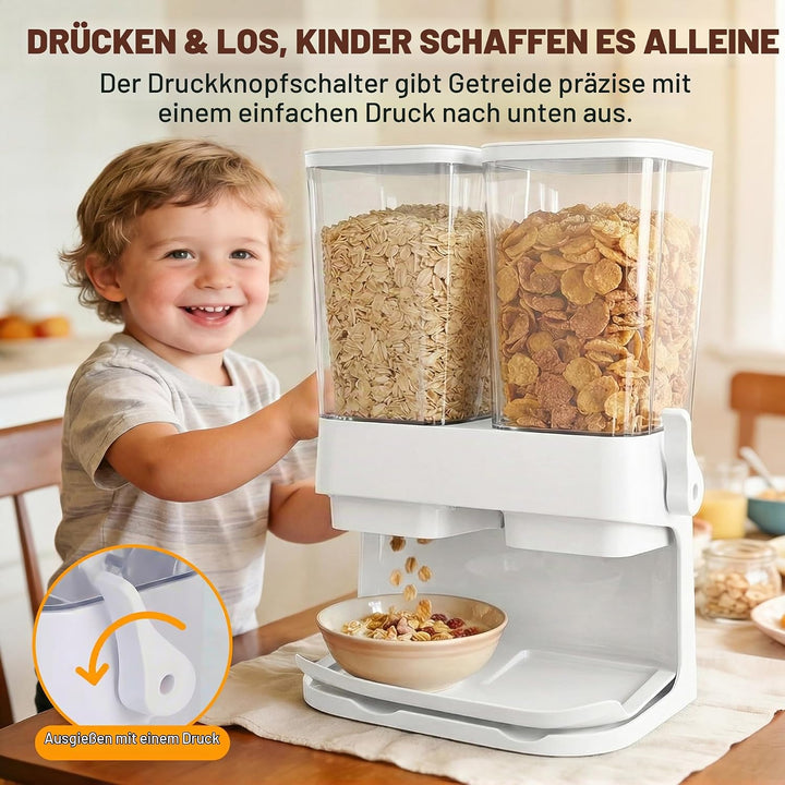 Sinceroduct Müslispender 2er Pack, Cereal Dispenser 3L Grosse luftdichte Müsli-Speicherkisten, Cornf
