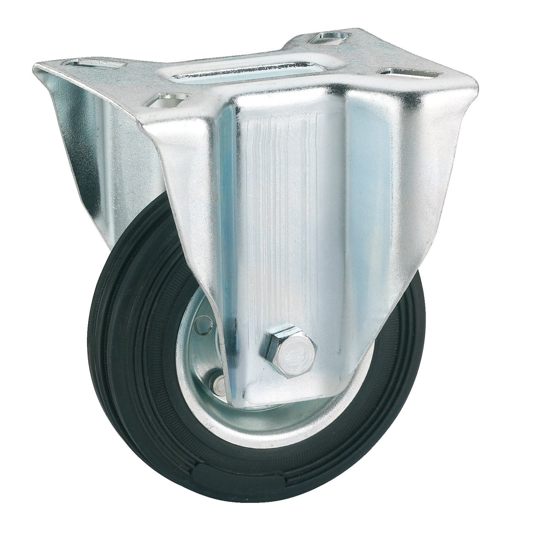 Dörner + Helmer 713202 Vollgummi-Bockrolle mit Rollenlager 160 x 40 mm/Platte 140 x 110 mm