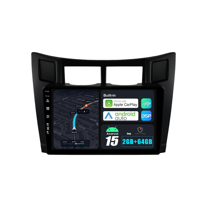 Android 15 IPS Autoradio Passt für Toyota Yaris (2005-2011) - Eingebautes CarPlay Android Auto - KOS