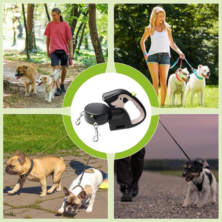 Doppelte Einziehbare Hundeleine, Rollleine Mit Led Licht, Ausziehbare Doppel Hundeleine Für 2 Hunde,