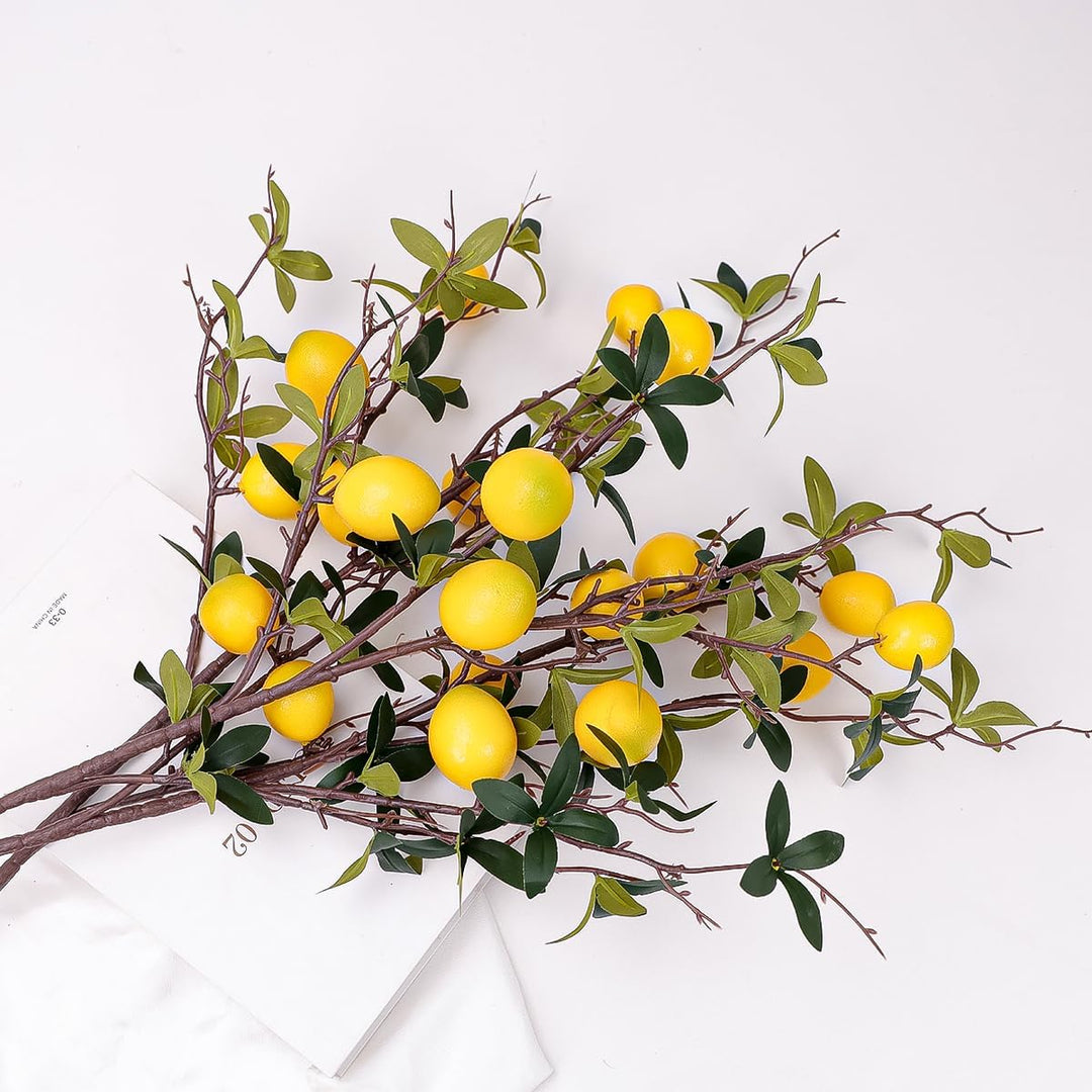 Gresorth Gelb Zitrone Lebensecht Dekoration Künstliche Gefälschte Kunststoff Zweigstelle Obst Blumen
