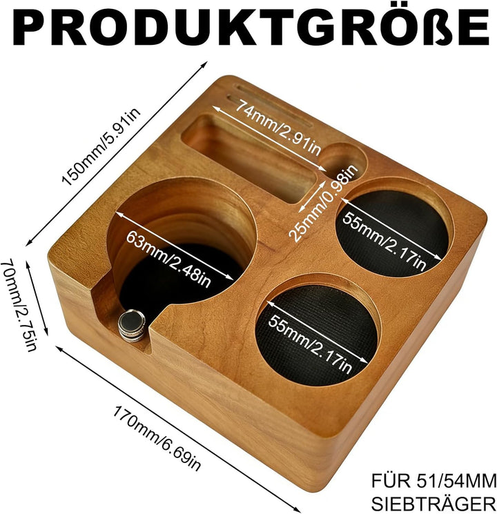 FARYODI Espresso-Tamperstation, Espresso Kaffee Tamping Station Walnuss Holz, Espresso Tamper Statio