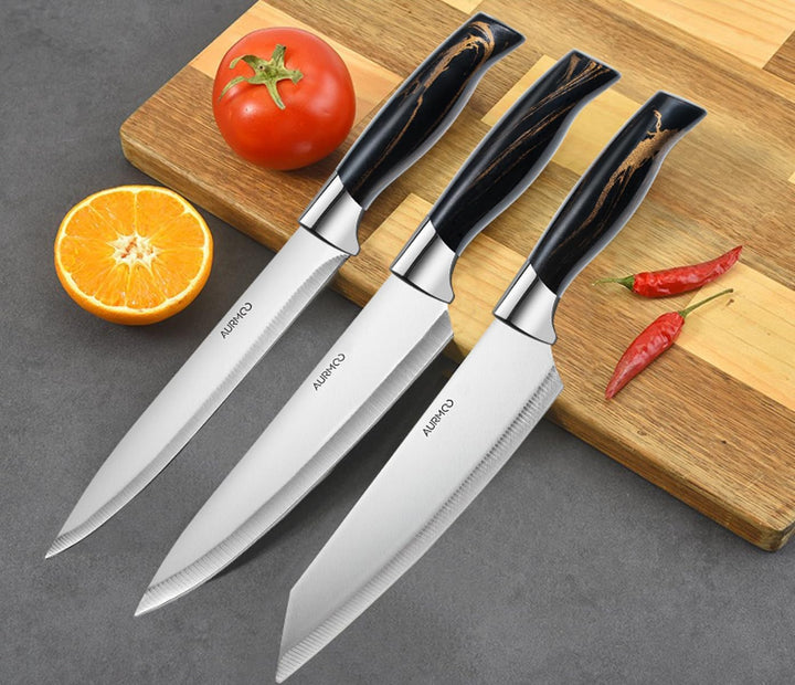 Messerset, Scharfes Küchenmesser Set 6-teilig, Messer Kochmesser Set aus Edelstahl, Messer Set Profi