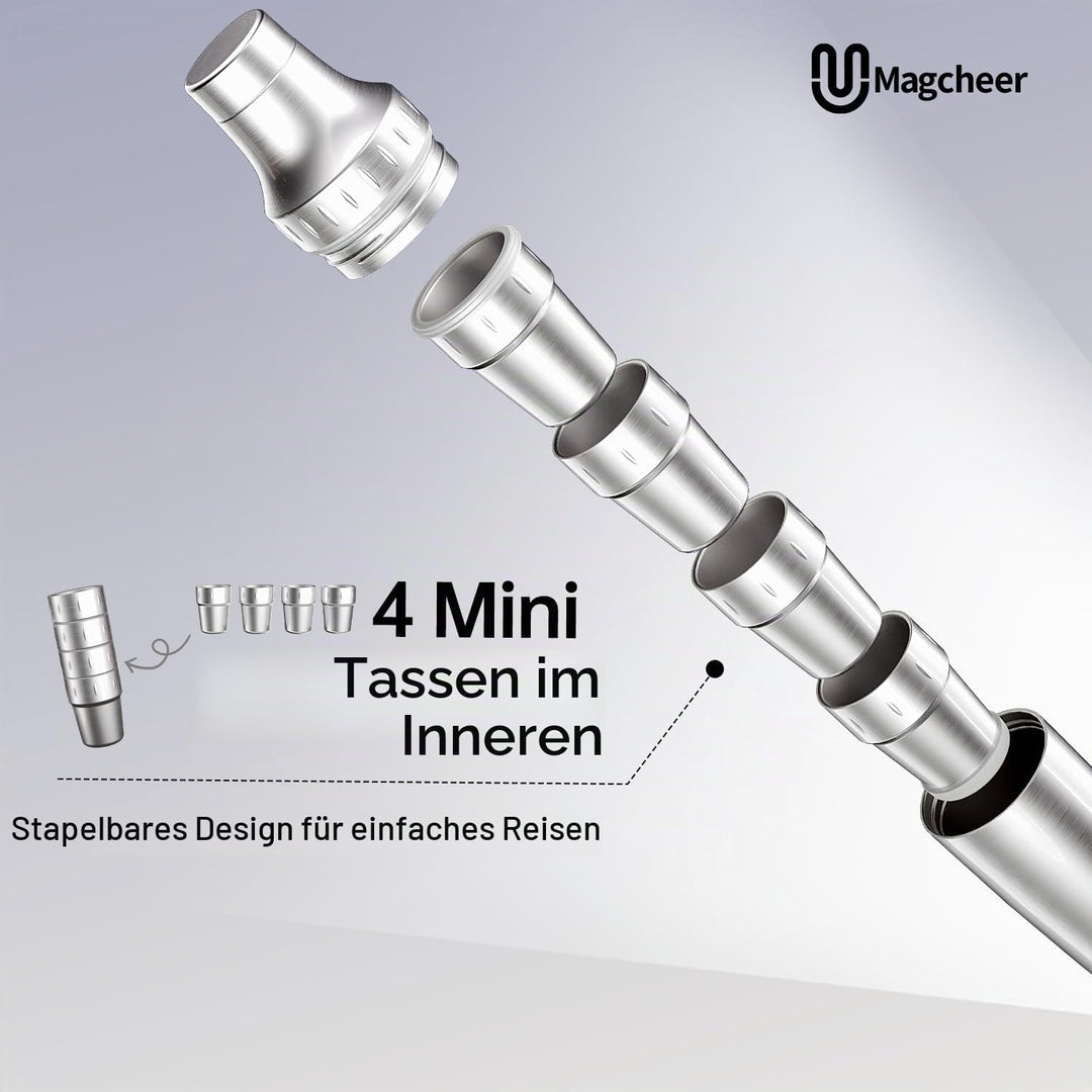 Cocktail Shaker Set mit Stapelbaren Bechern 900ml Premium Edelstahl Frostsicherer Doppelwand-Barkeep
