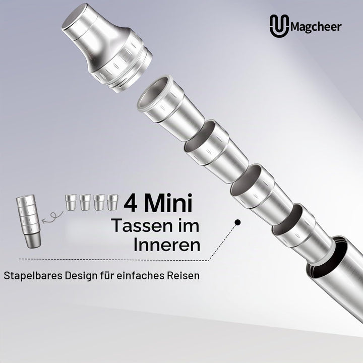 Cocktail Shaker Set mit Stapelbaren Bechern 900ml Premium Edelstahl Frostsicherer Doppelwand-Barkeep