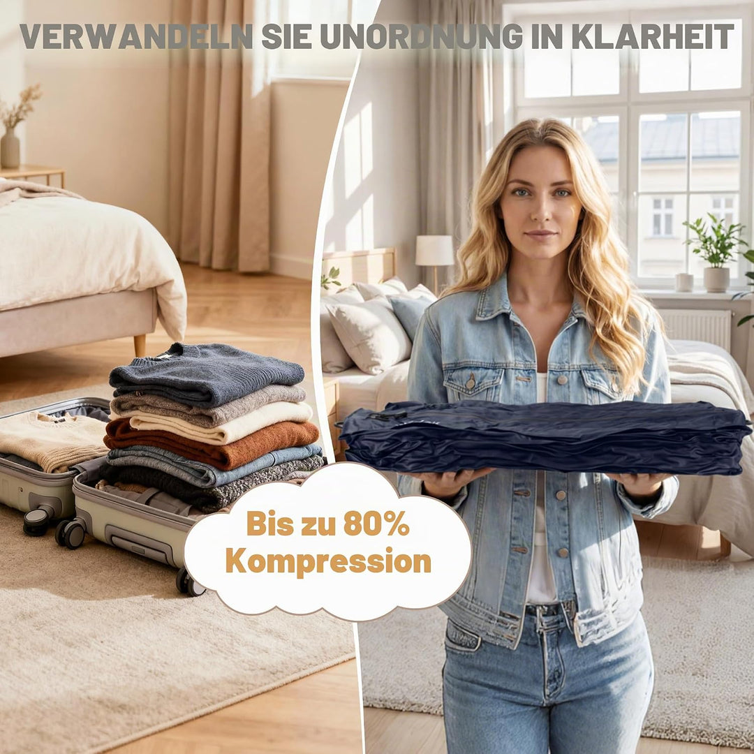 Vakuumbeutel für Kleidung Wiederverwendbar TPU Vakuumierbeutel mit Luftdichtem Ventil Reise Nylon Or