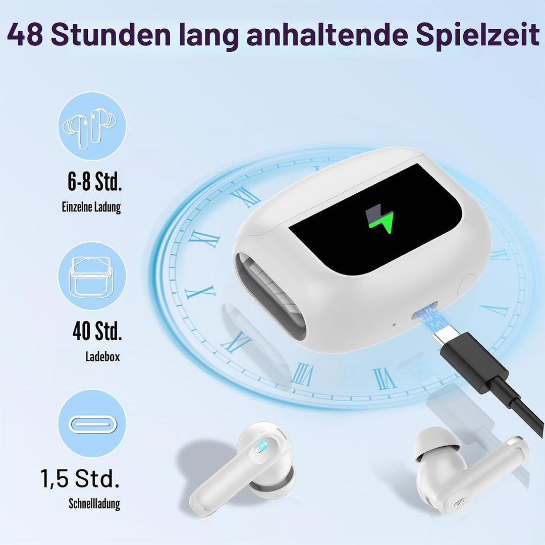 Touchscreen Bluetooth Kopfhörer, 2026 In Ear Kopfhörer Kabellos Bluetooth 5.4 mit ANC+ENC Noise Canc