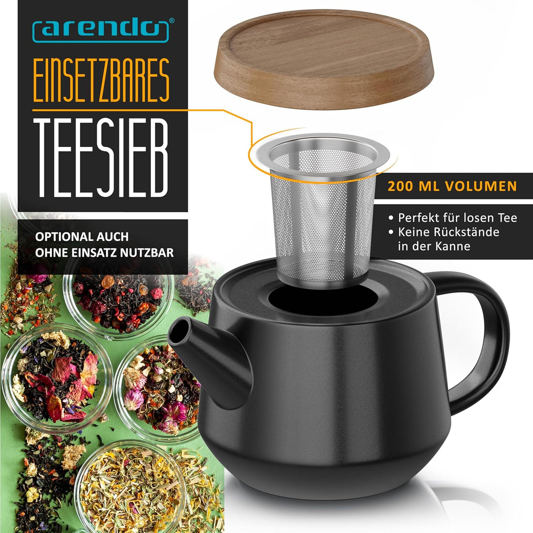 Arendo - Teeservice Set, Keramik Teekannen Set, Teekanne Porzellan, Japanische Teekanne mit Teesieb