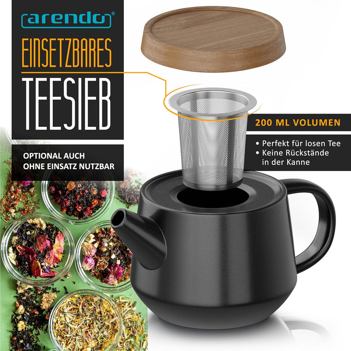 Arendo - Teeservice Set, Keramik Teekannen Set, Teekanne Porzellan, Japanische Teekanne mit Teesieb