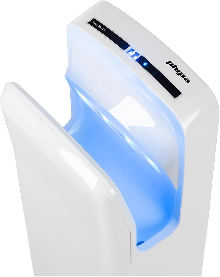Physa ORIA White Händetrockner (elektrisch, 5-7s, LED-Timer, 1.650W, 230V, Luftgeschwindigkeit: 86 m