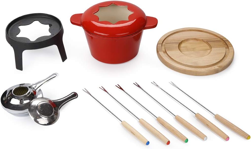 Virklyee Fondue Set Keramik Cheese Gusseisen Von 6 Gabeln Käse Fondue Set Schokoladen Fondue DIY Fon