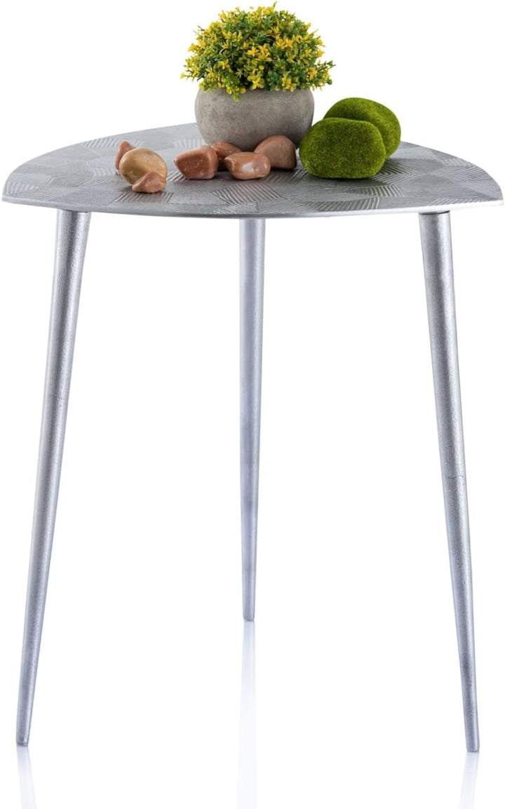 casamia Beistelltisch Metall Dekotisch Alster 40x45x40 cm dreieckig klass. Design Aluminium Silber o