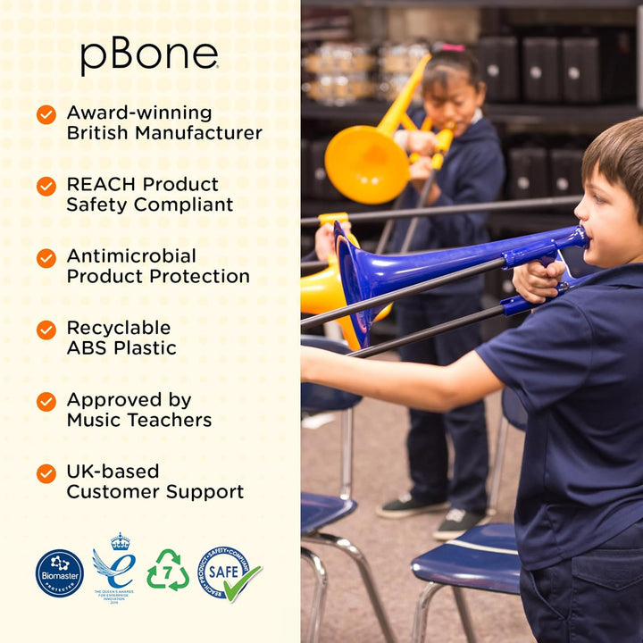 pBone Kunststoff Posaune weiss mit Tasche und Mundstück weiss Nur Instrument, weiss Nur Instrument