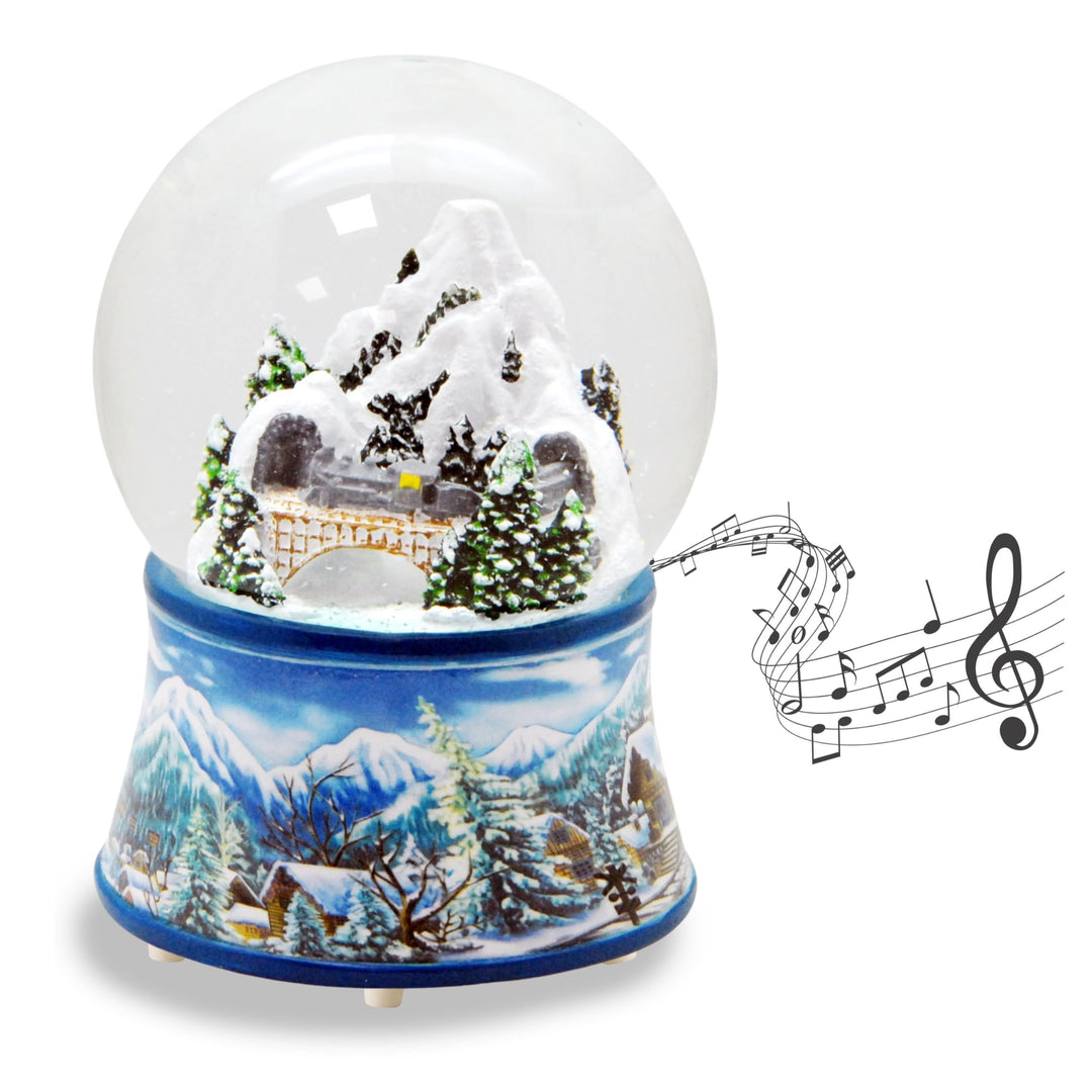 Schneekugel Weihnachten Spieluhr (Hellblau Winterlandschaft), Hellblau Winterlandschaft