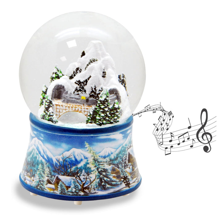 Schneekugel Weihnachten Spieluhr (Hellblau Winterlandschaft), Hellblau Winterlandschaft