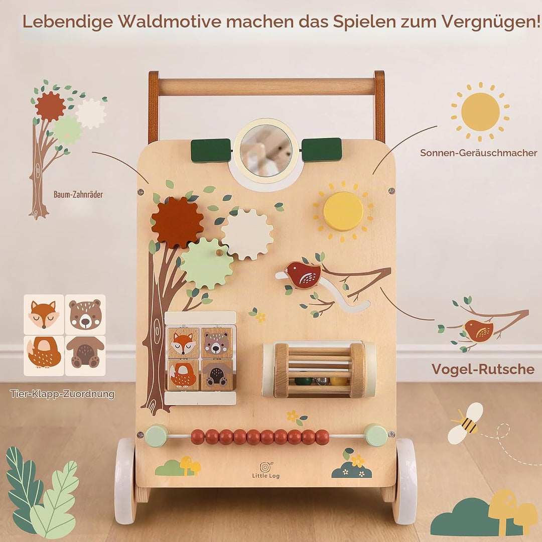 Little Log Lauflernwagen aus Holz | 2-fach höhenverstellbar &amp; Geschwindigkeitsbremse, 9-in-1 Montess
