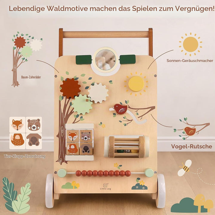 Little Log Lauflernwagen aus Holz | 2-fach höhenverstellbar &amp; Geschwindigkeitsbremse, 9-in-1 Montess