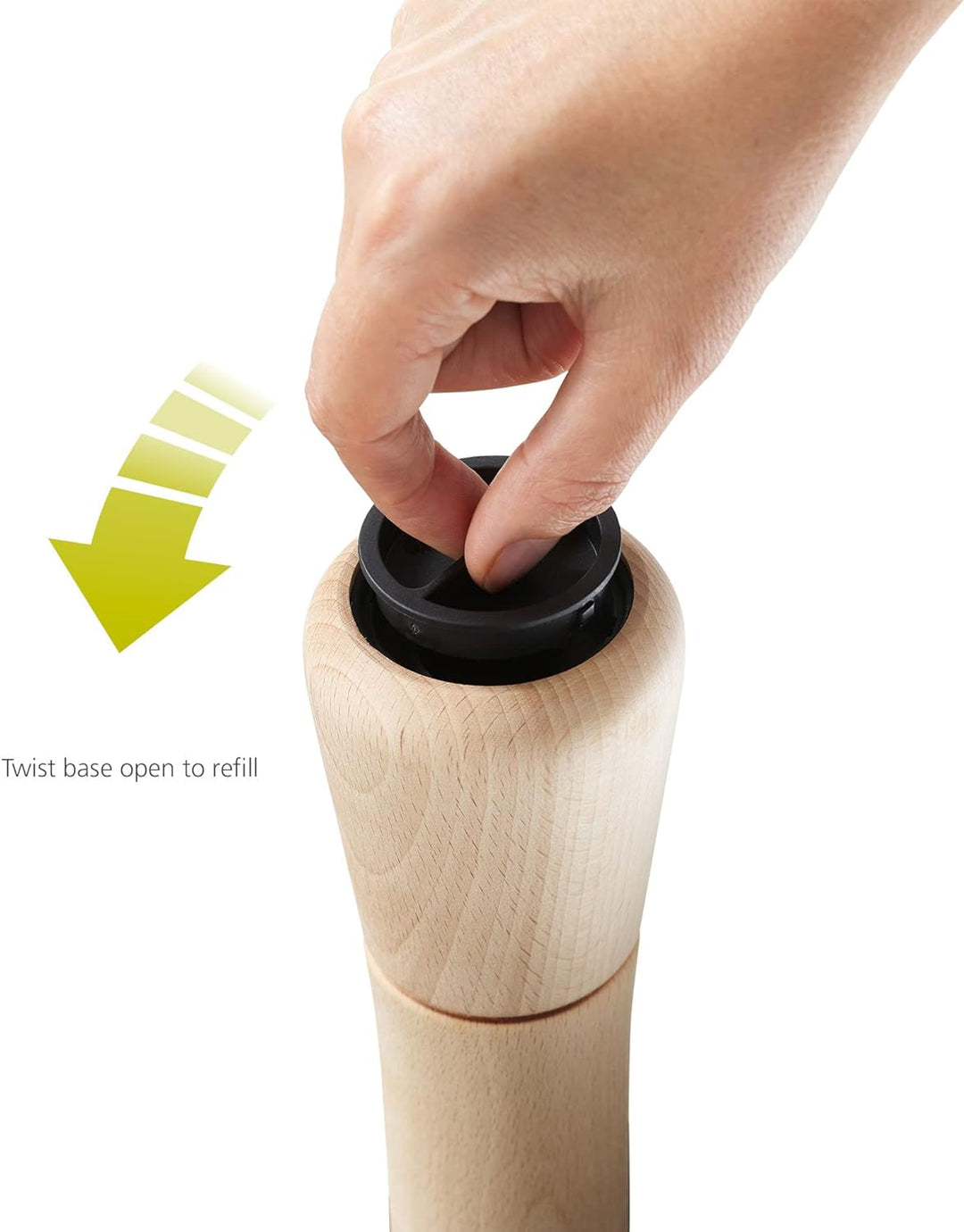 Joseph Joseph Milltop™ Wood Krümelfreie Pfeffermühle Buche Holz Pfeffer einzeln, Buche Holz Pfeffer