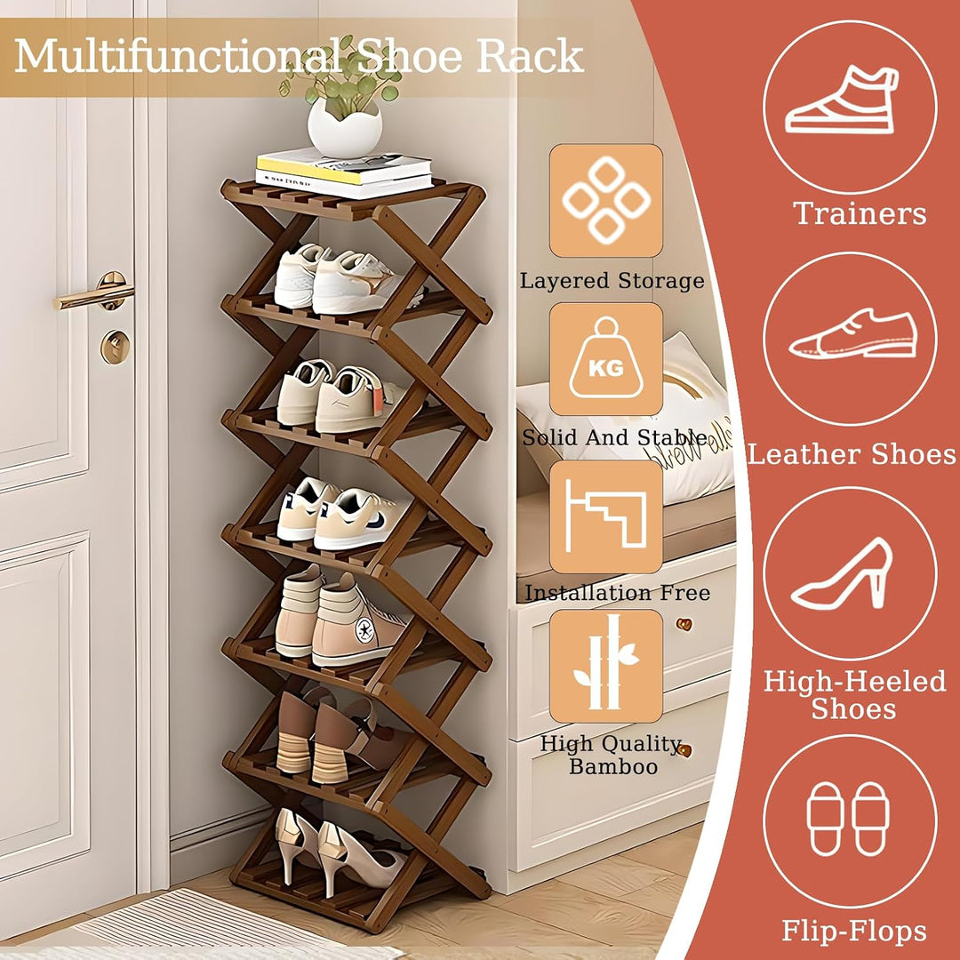 Vertikales Schuhregal Klein, Schuhschrank Hoch für Schlafzimmer, Wohnzimmer | Mehrschichtiges Schuhs
