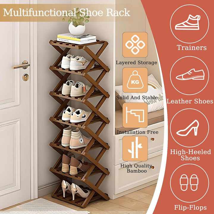 Vertikales Schuhregal Klein, Schuhschrank Hoch für Schlafzimmer, Wohnzimmer | Mehrschichtiges Schuhs