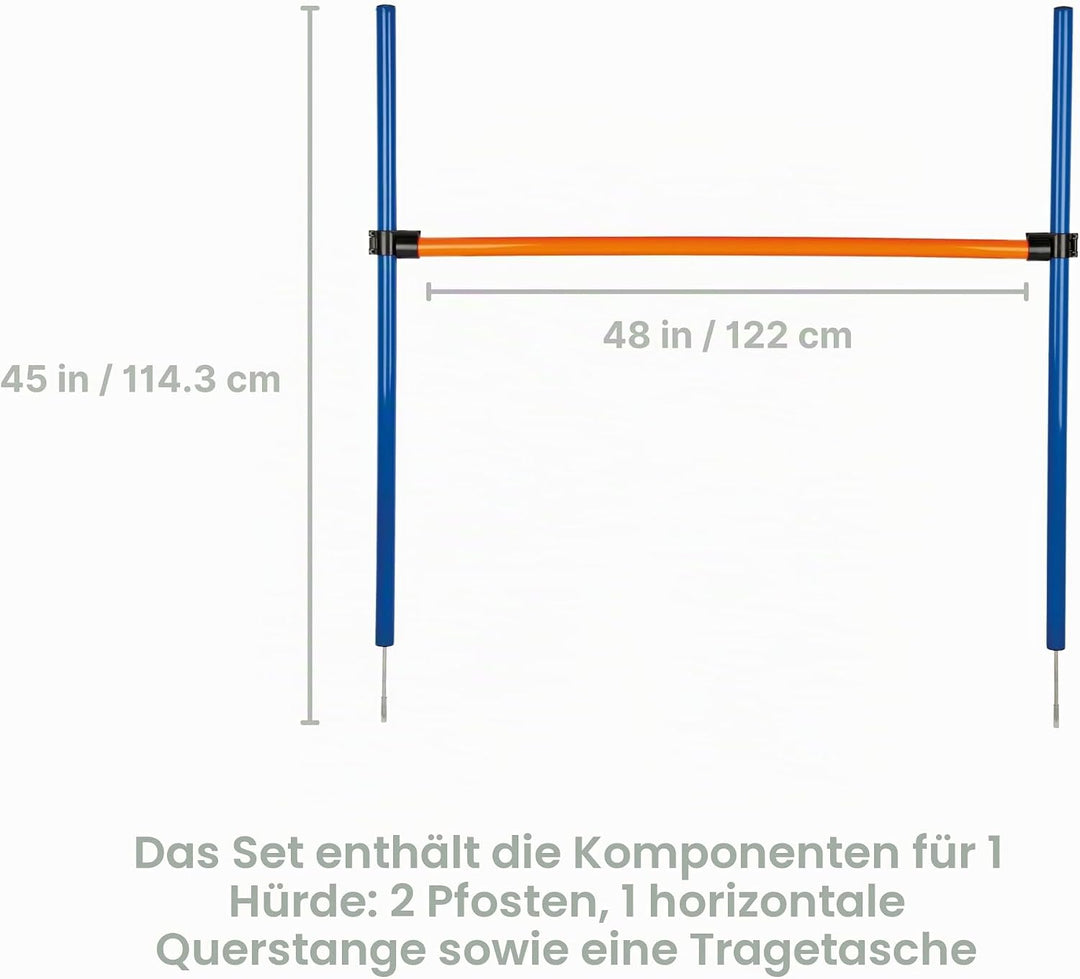 Trixie 3207 Dog Activity Agility Hürde, 123 × 115 × ø 3 cm, blau/orange