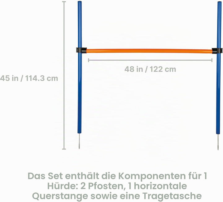 Trixie 3207 Dog Activity Agility Hürde, 123 × 115 × ø 3 cm, blau/orange