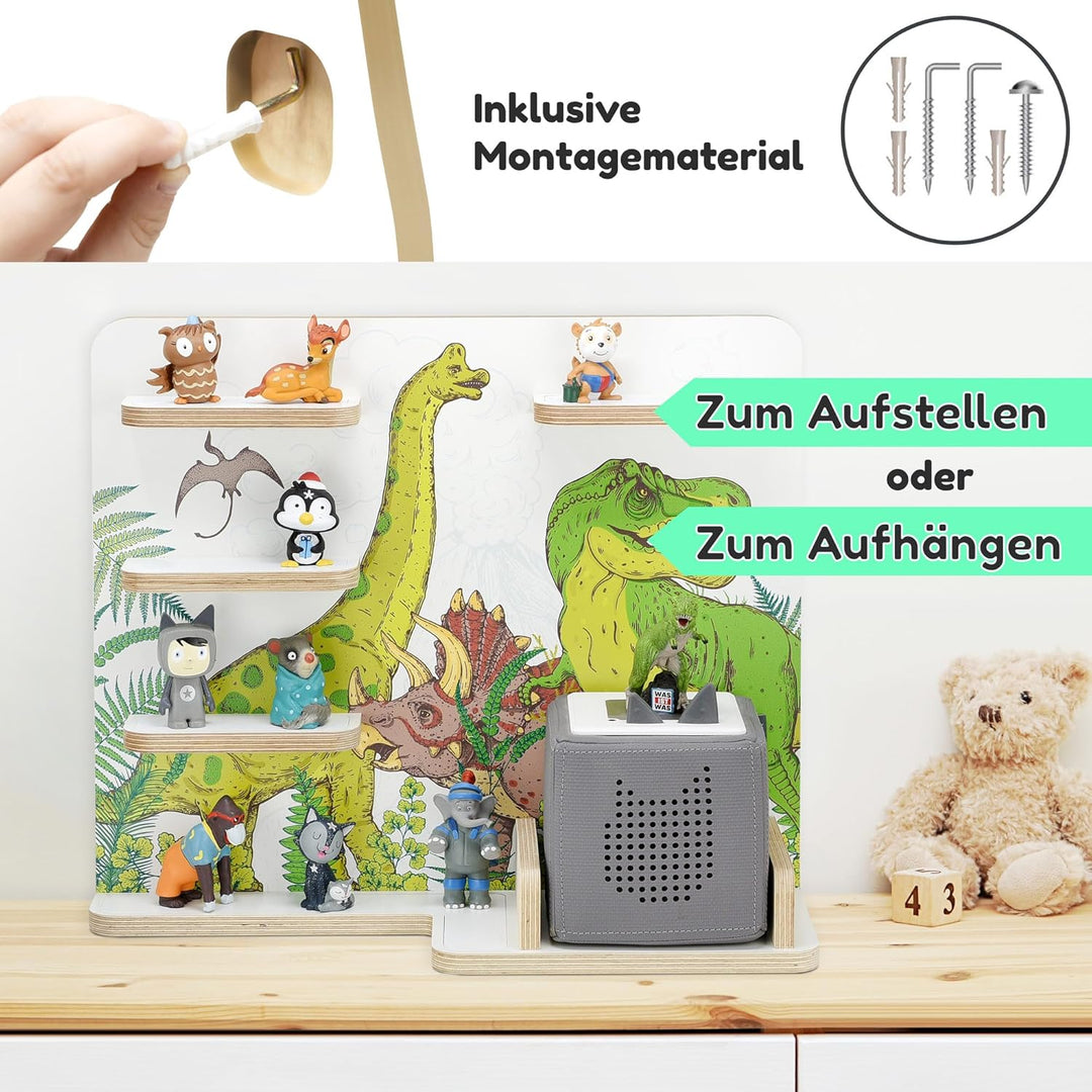 stadtecken Holzregal für Musikbox I Passend für die Toniebox und ca. 35 Tonies I Perfekte Aufbewahru