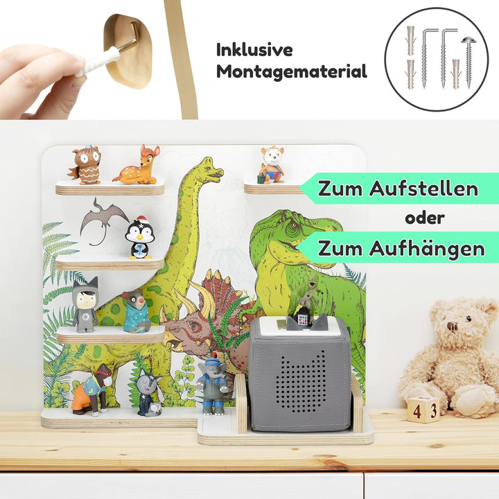 stadtecken Holzregal für Musikbox I Passend für die Toniebox und ca. 35 Tonies I Perfekte Aufbewahru