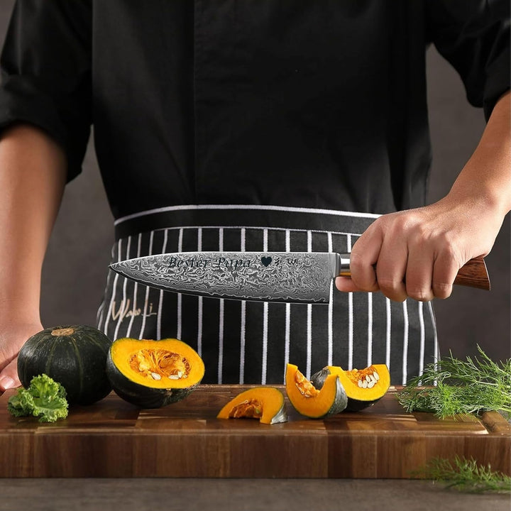Wakoli EDIB Pro Damast Chefmesser mit Gravur – Personalisiertes Messer, 20cm Klinge aus 67 Lagen Dam