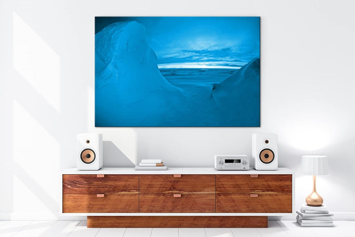deyoli Sonnenaufgang am Nordpol Format 80x60 Effekt: Monocrome Blau als Leinwandbild, Motiv fertig g