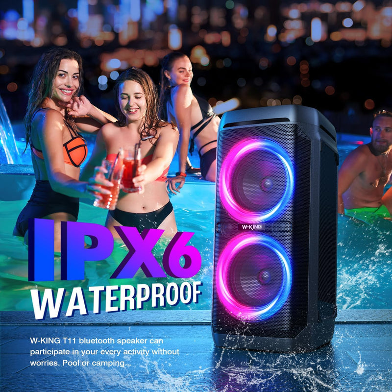 W-KING 220W Peak 100W RMS Bluetooth Lautsprecher Gross V5.3, IPX6 Wasserdichter,Musikbox Bluetooth m