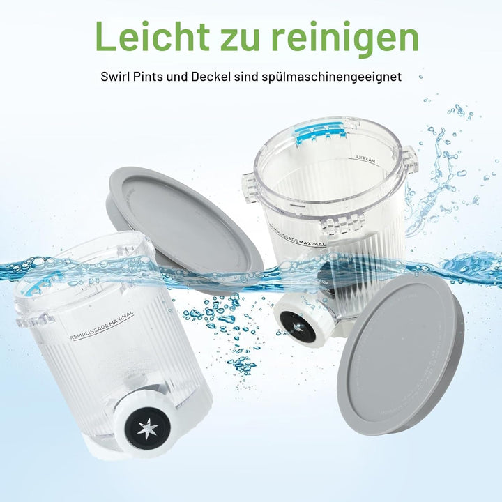 4 Stück Behälter für Ninja Swirl by CREAMi Softeis- &amp; Eismaschine, Swirl Pints und Deckel kompatibel