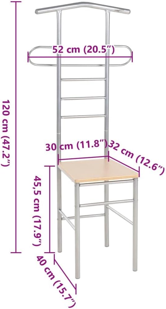 vidaXL 2X Herrendiener Stuhl Kleiderständer Stummer Diener Buche Stühle Kleiderablage