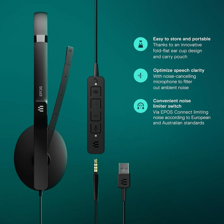 EPOS Adapt 165T USB II Headset: Überlegene Klangqualität, Microsoft Teams Zertifiziert, Multi-Geräte