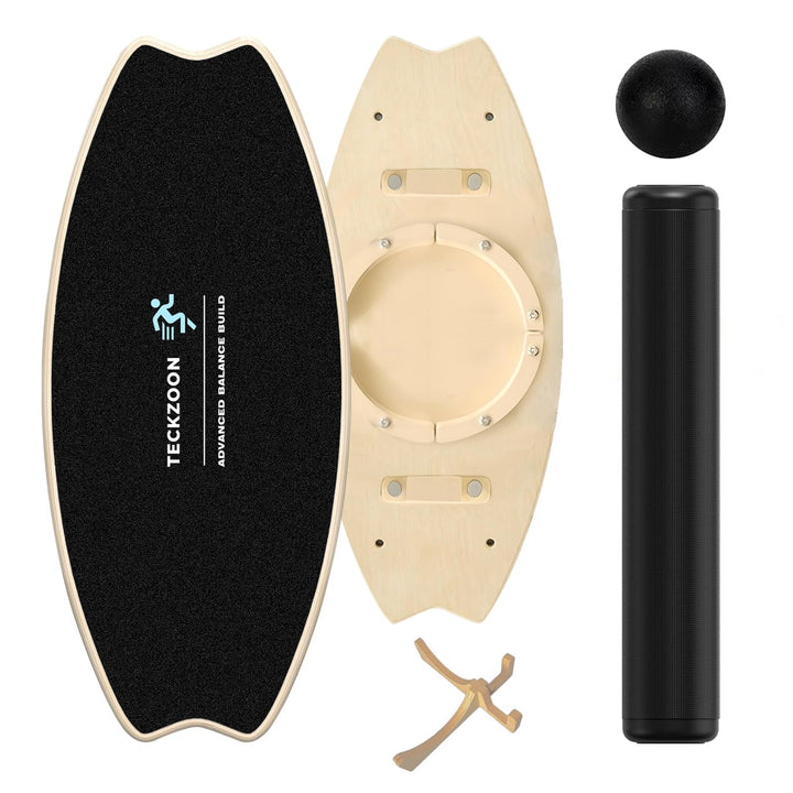 2025 Balance Board Holz, Profi Balance-Board mit Rolle, Balance Ball, Halterung, Multifunktion Indoo
