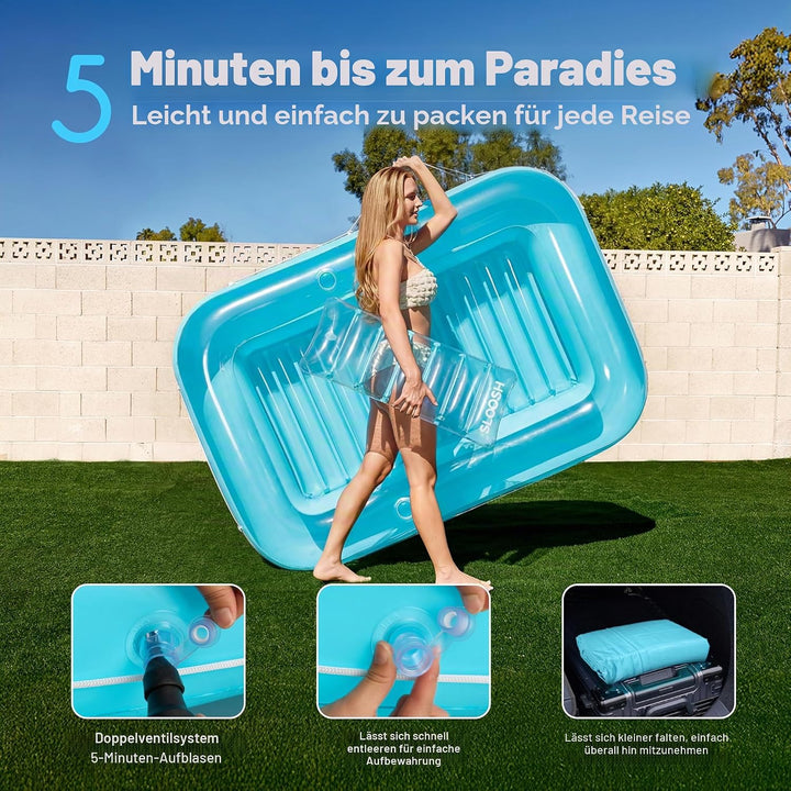 Sloosh 70" x 46"/1.78m*1.16m aufblasbarer Sonnenpool, Luftmatratzte Pool, Sonnenbad mit abnehmbarem