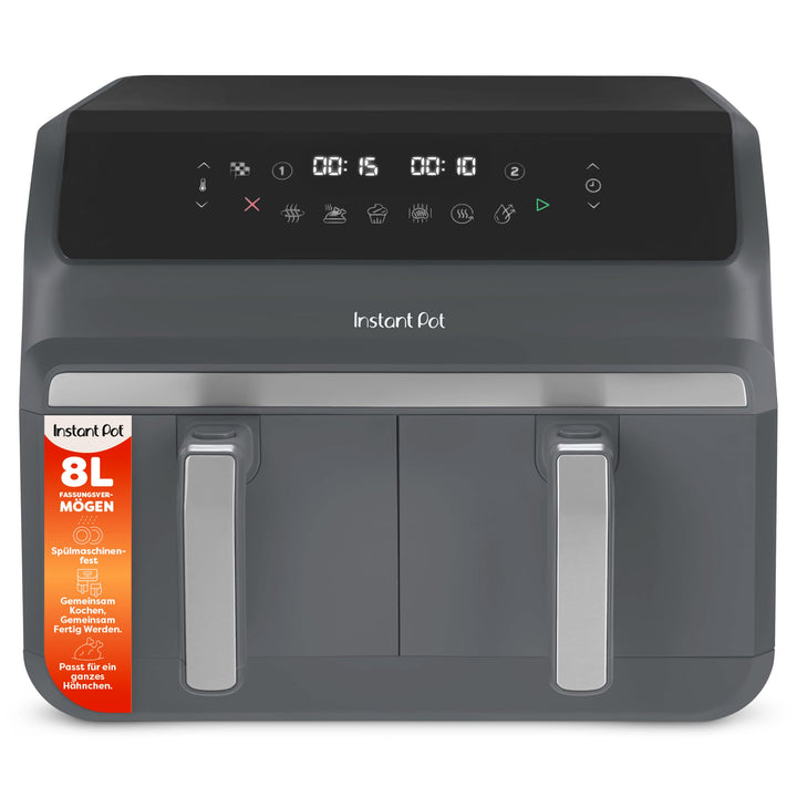 Instant Pot - Vortex Dual Trüffelgrau-Heissluftfritteuse - Gross, 8 l, Familiengrösse, zweifach, dop