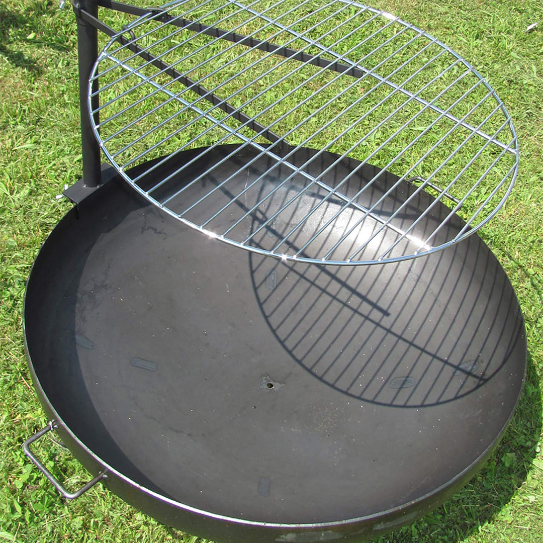 Mojawo Massive Stahl Halterung mit verchromten Grillrost Ø40cm für Feuerschalen bis 55cm Terassenfeu