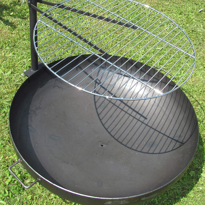 Mojawo Massive Stahl Halterung mit verchromten Grillrost Ø40cm für Feuerschalen bis 55cm Terassenfeu