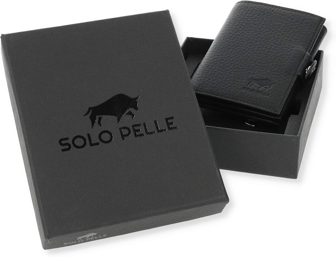 Solo Pelle NEU Slim Wallet mit Münzfach [12 Karten] Slimwallet Riva [RFID-Schutz] Kartenetui mit Mün