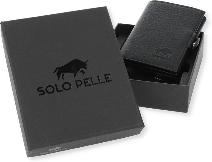 Solo Pelle NEU Slim Wallet mit Münzfach [12 Karten] Slimwallet Riva [RFID-Schutz] Kartenetui mit Mün