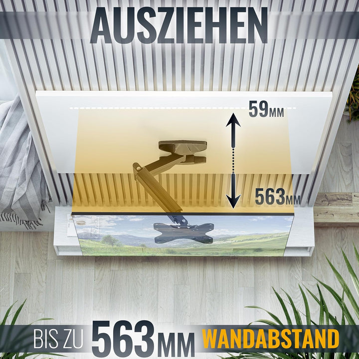 RICOO TV Monitor Wandhalterung Schwenkbar Gasdruckfeder für 23-42 Zoll, Universal TV Halterung S3422