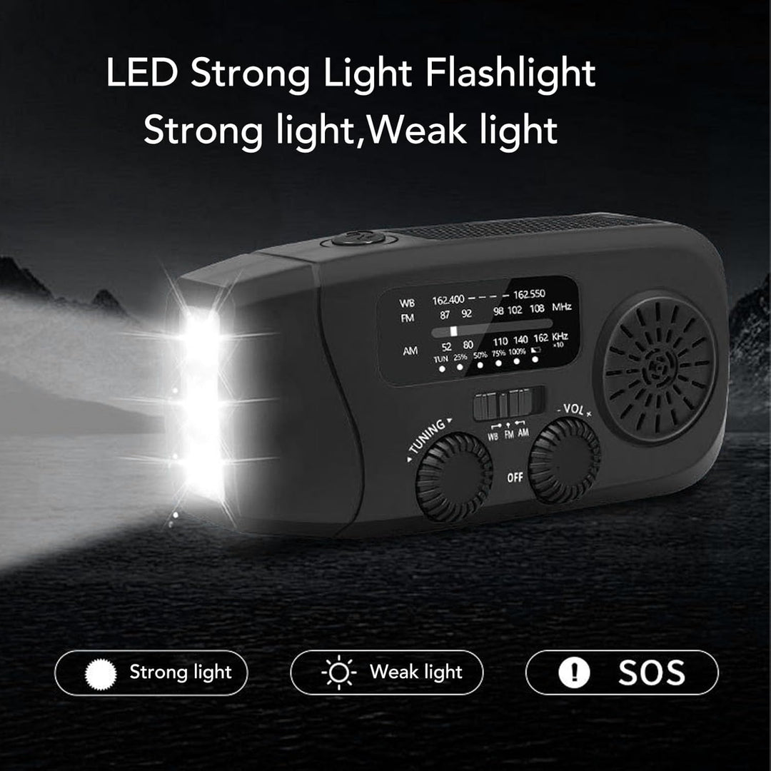 Fafeicy Solar-Handkurbel-Notfallradio mit 2000-mAh-Akku Typ-C-USB-Ladung und LED-Taschenlampe für Ou
