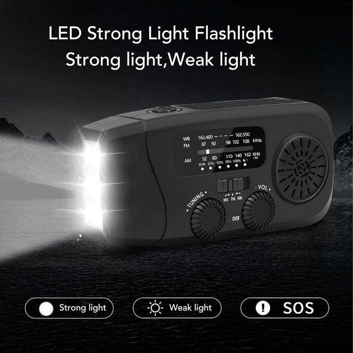 Fafeicy Solar-Handkurbel-Notfallradio mit 2000-mAh-Akku Typ-C-USB-Ladung und LED-Taschenlampe für Ou
