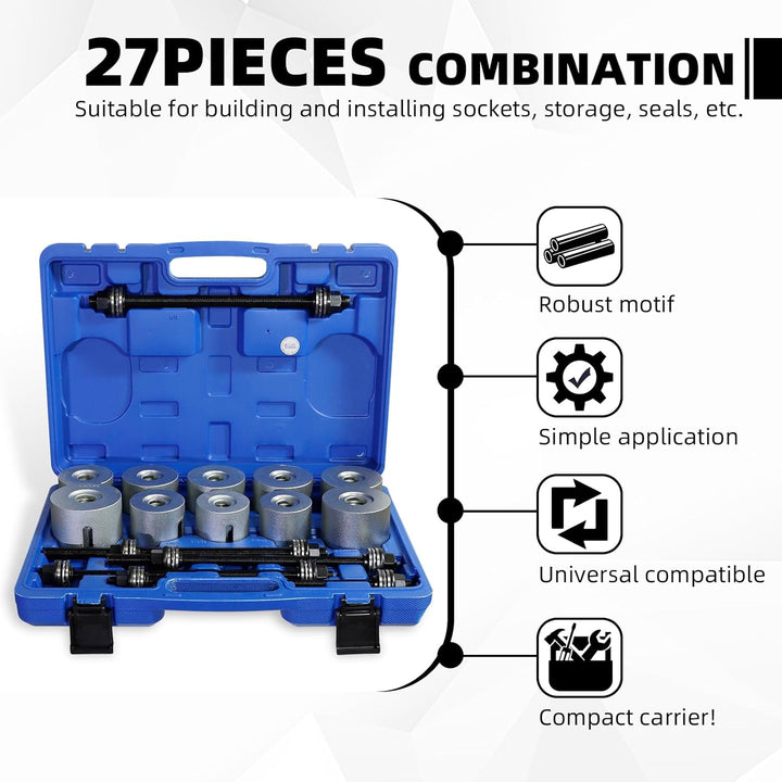 CCLIFE 27tlg Silentlager Werkzeug Abzieher Satz Gummibuchsen Buchsen Achslager Montage Demontage