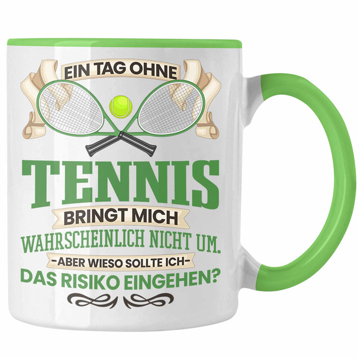 Trendation - Tennis Tasse Geschenk für Tennis-Spieler Spielerin Lustiger Spruch Geschenkidee (Grün),