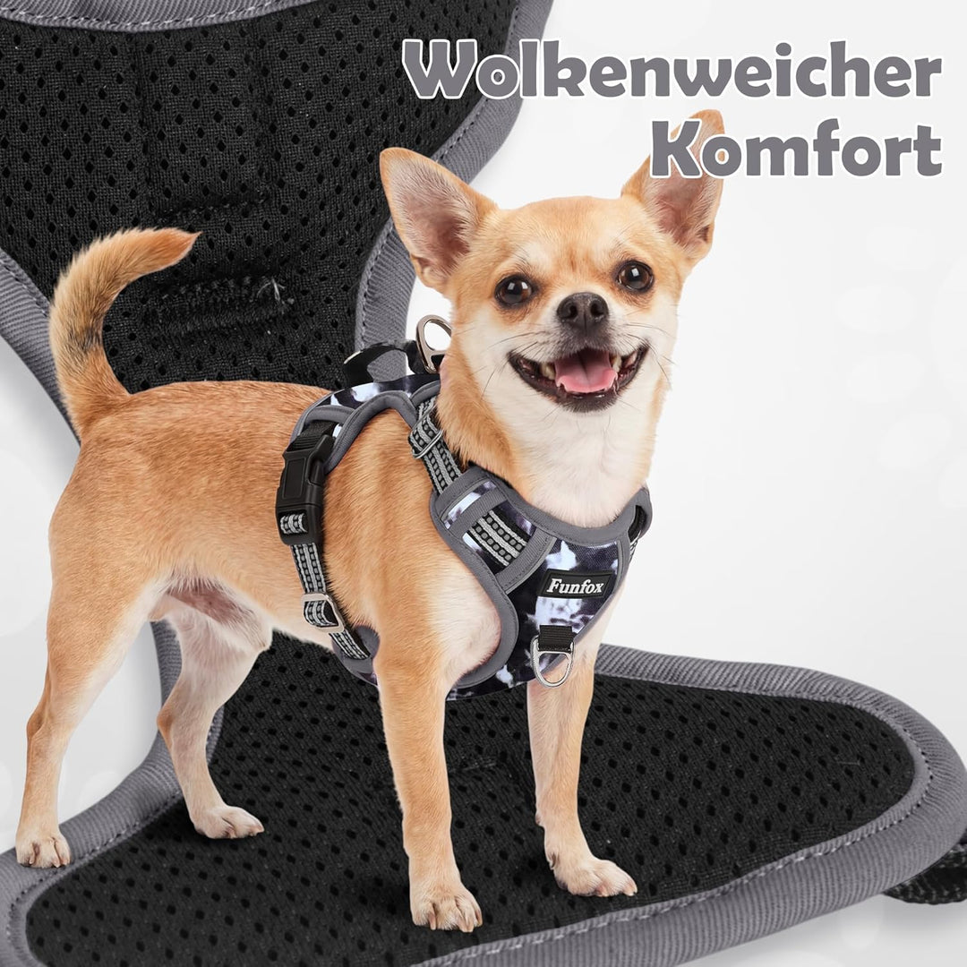 Funfox Hundegeschirr Grosse Hunde [XL] - Verstellbares Anti-Zug Brustgeschirr mit Griff & Reflektors