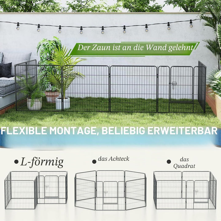 Qianruida Parc Enclos Pour Chiens 80cm x 80cm Haut Clôture Chiot Intérieur/Extérieur Animaux Grillag