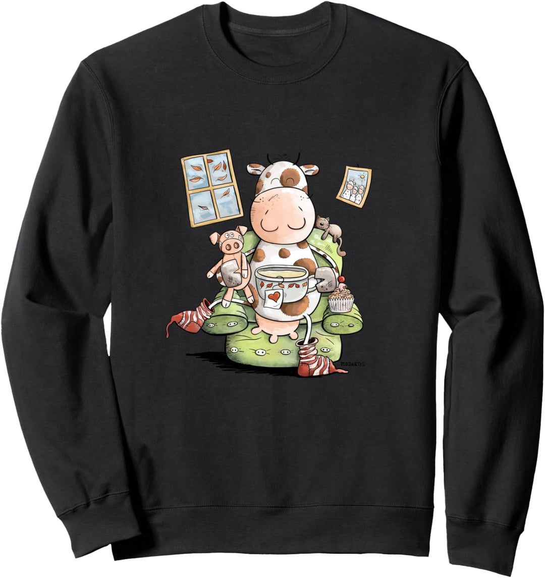 Glückliche Kuh Chillt Zuhause I Gemütlichkeit Fun Sweatshirt