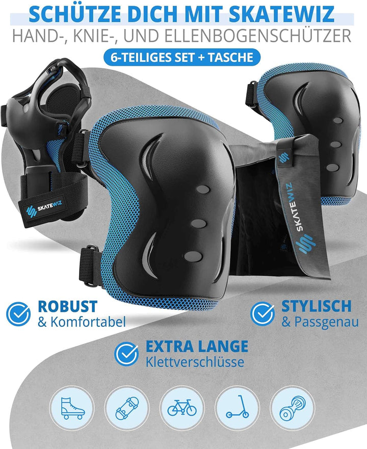 SKATEWIZ Skate Protektoren Set - Für Kinder, Jugendliche und Erwachsene von Deutschem Hersteller [6e